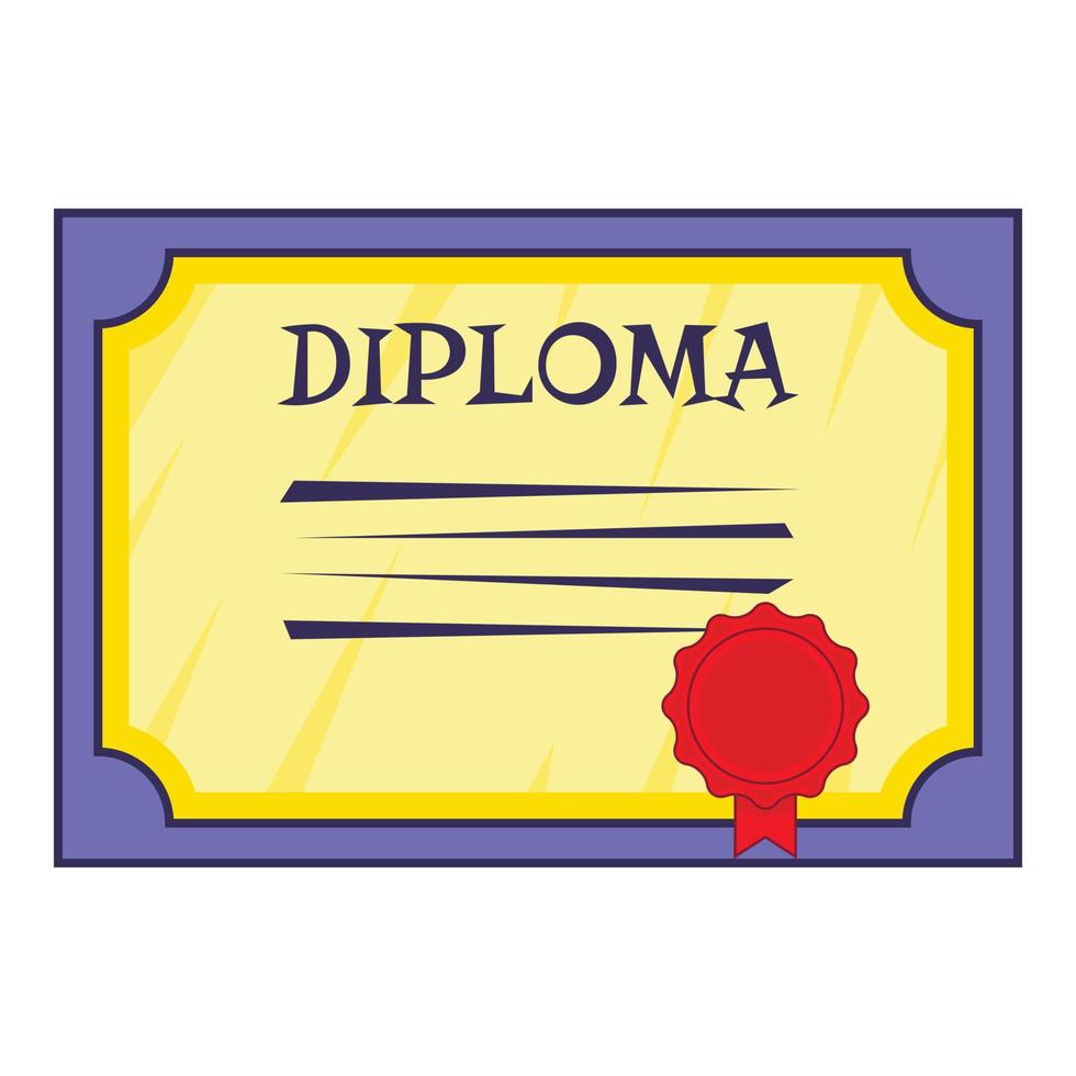 icono de diploma, estilo de dibujos animados vector