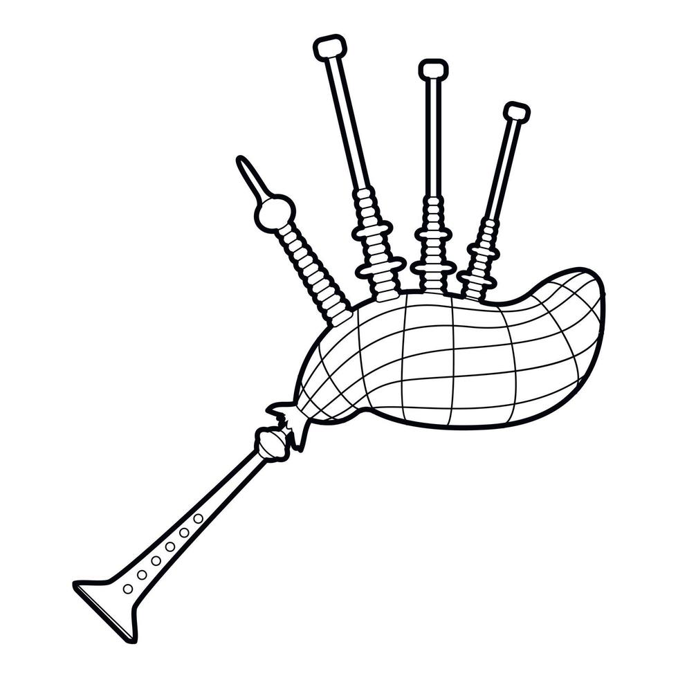 Bagpipe icon, outline style vector