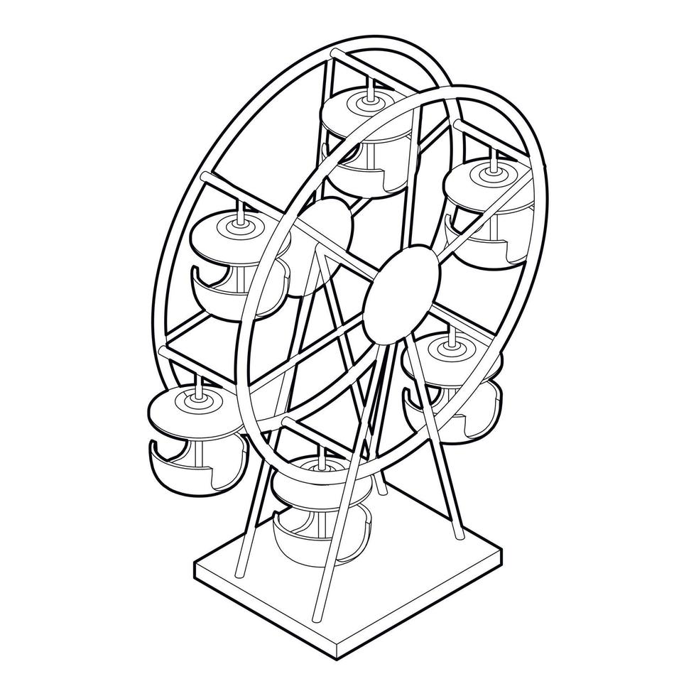 icono de la rueda de la fortuna, estilo de esquema vector