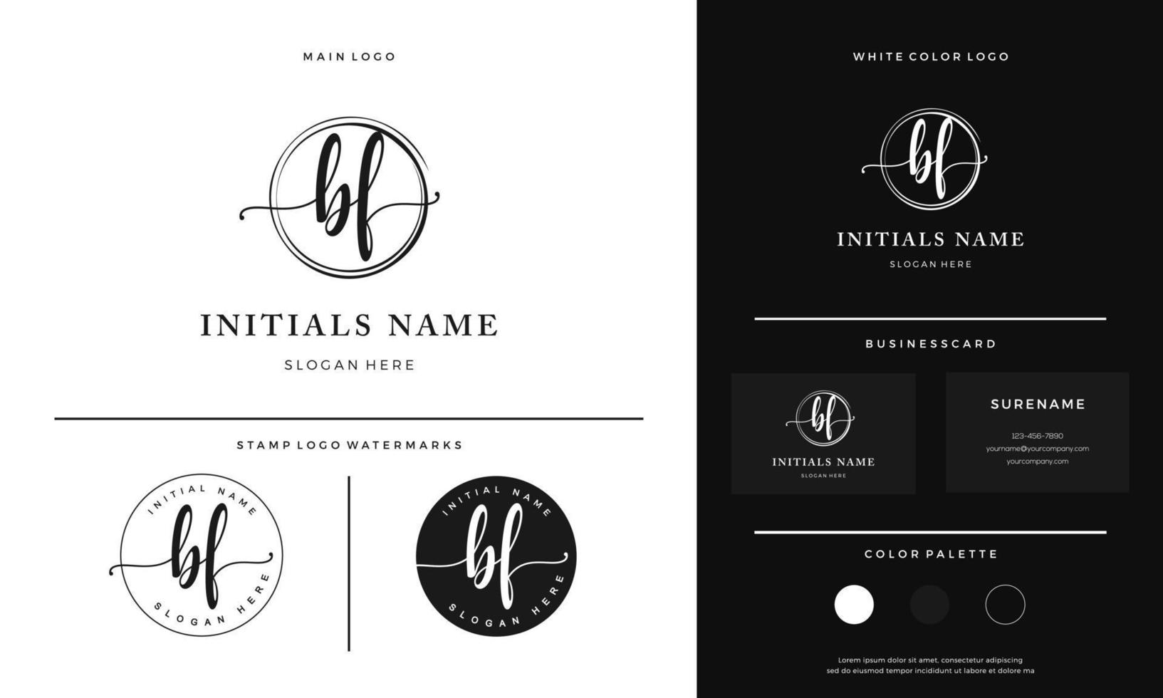 cepillo circular letra bf bf diseño de logotipo inicial con estilo de escritura a mano vector