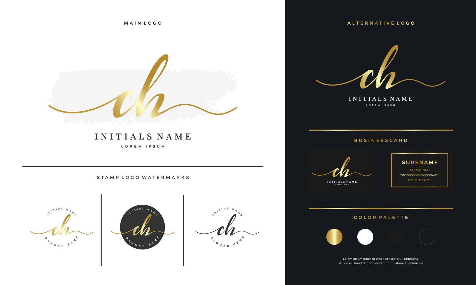 handwriting Initial of letter CH C H feminine and beauty logo design vector