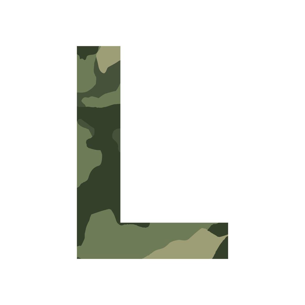 English alphabet letter L, khaki style isolated on white background - Vector