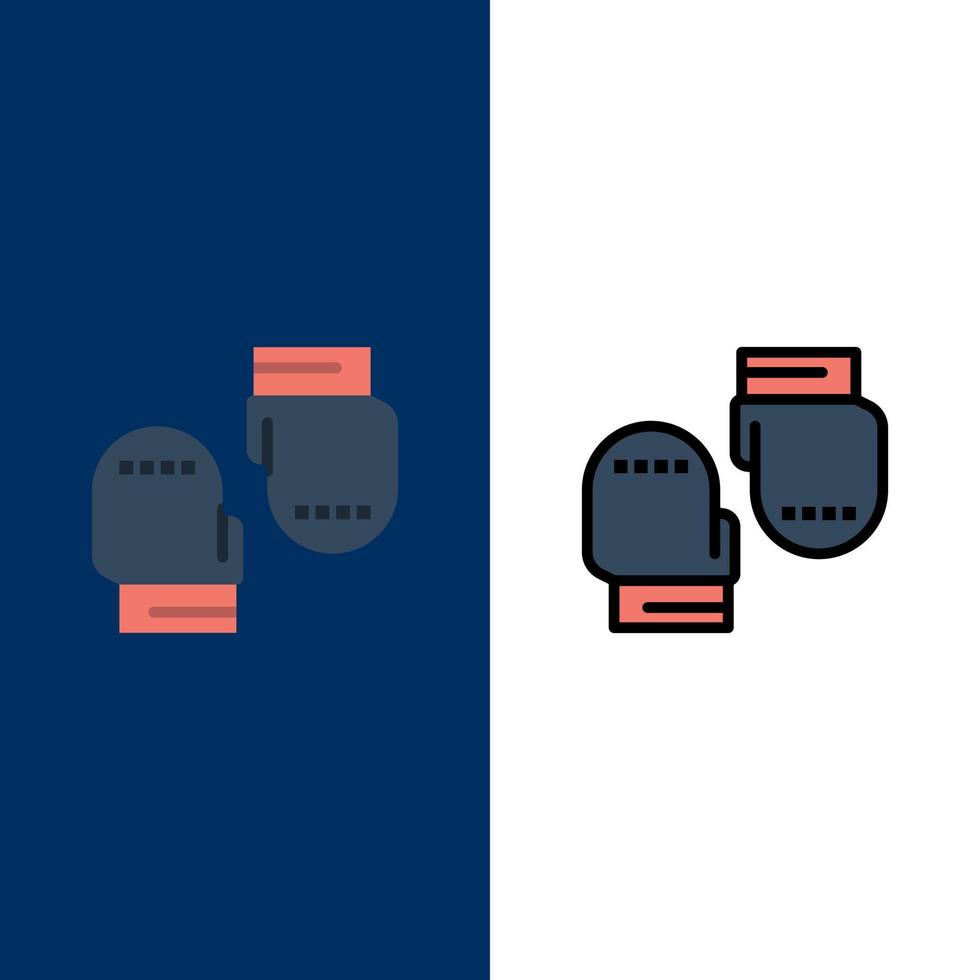 Boxing Glove Gloves Protective  Icons Flat and Line Filled Icon Set Vector Blue Background