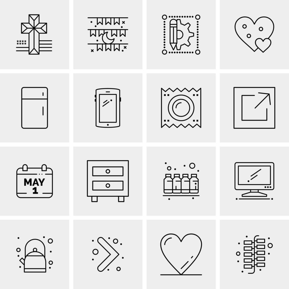 16 iconos de negocios universales vector ilustración de icono creativo para usar en proyectos relacionados con la web y dispositivos móviles