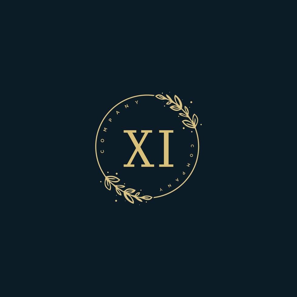 Initial XI beauty monogram and elegant logo design, handwriting logo of initial signature, wedding, fashion, floral and botanical with creative template. vector