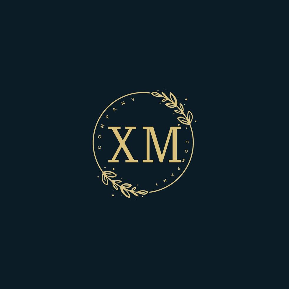 Initial XM beauty monogram and elegant logo design, handwriting logo of initial signature, wedding, fashion, floral and botanical with creative template. vector