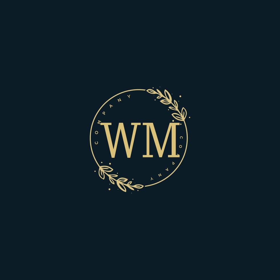 Initial WM beauty monogram and elegant logo design, handwriting logo of initial signature, wedding, fashion, floral and botanical with creative template. vector