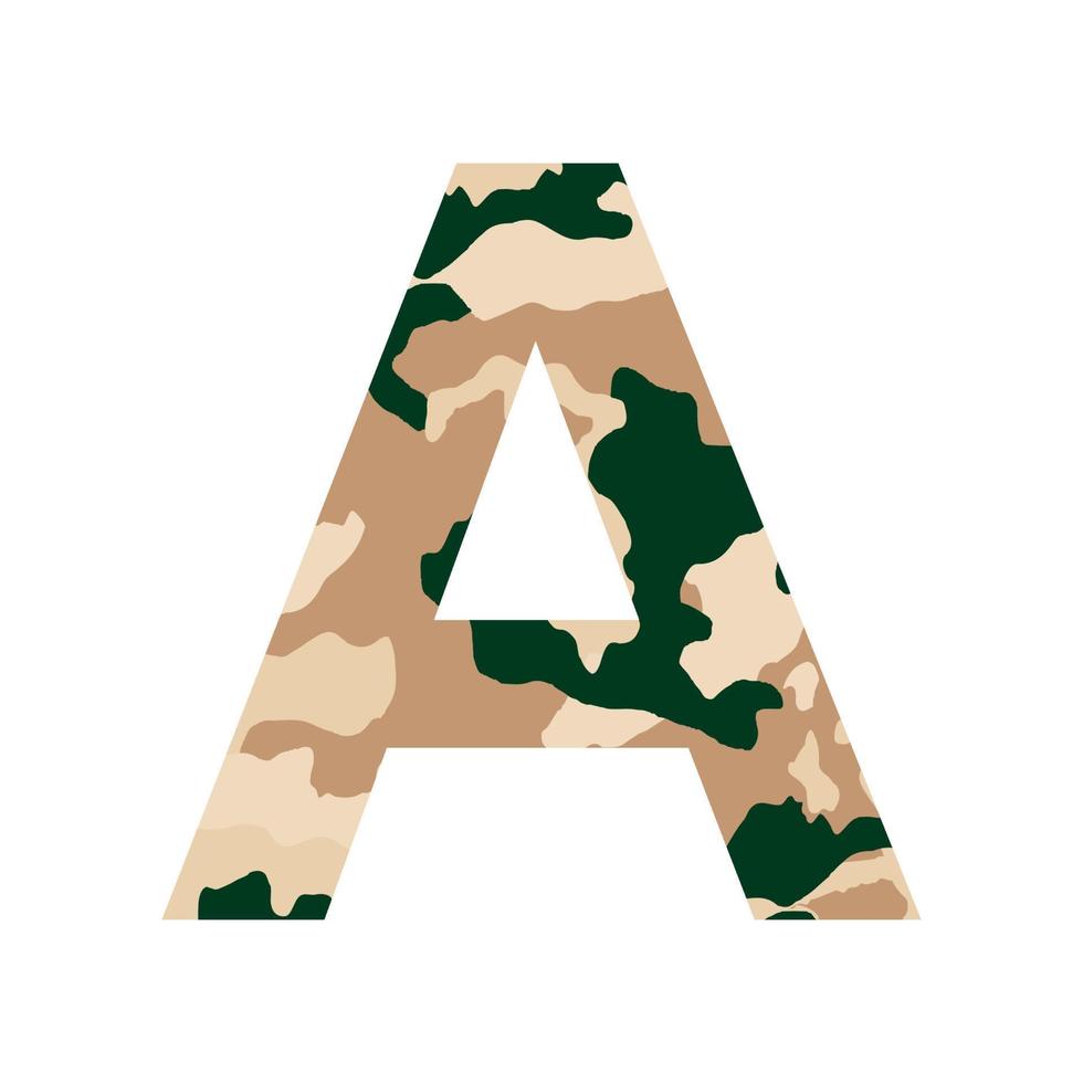 English alphabet letter A, khaki style isolated on white background - Vector