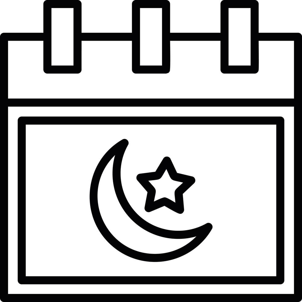 icono de línea de calendario islámico vector