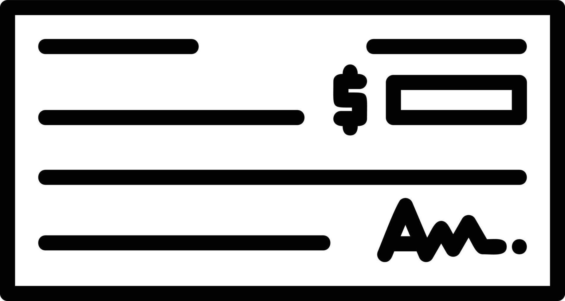 Bank Check Line Icon vector