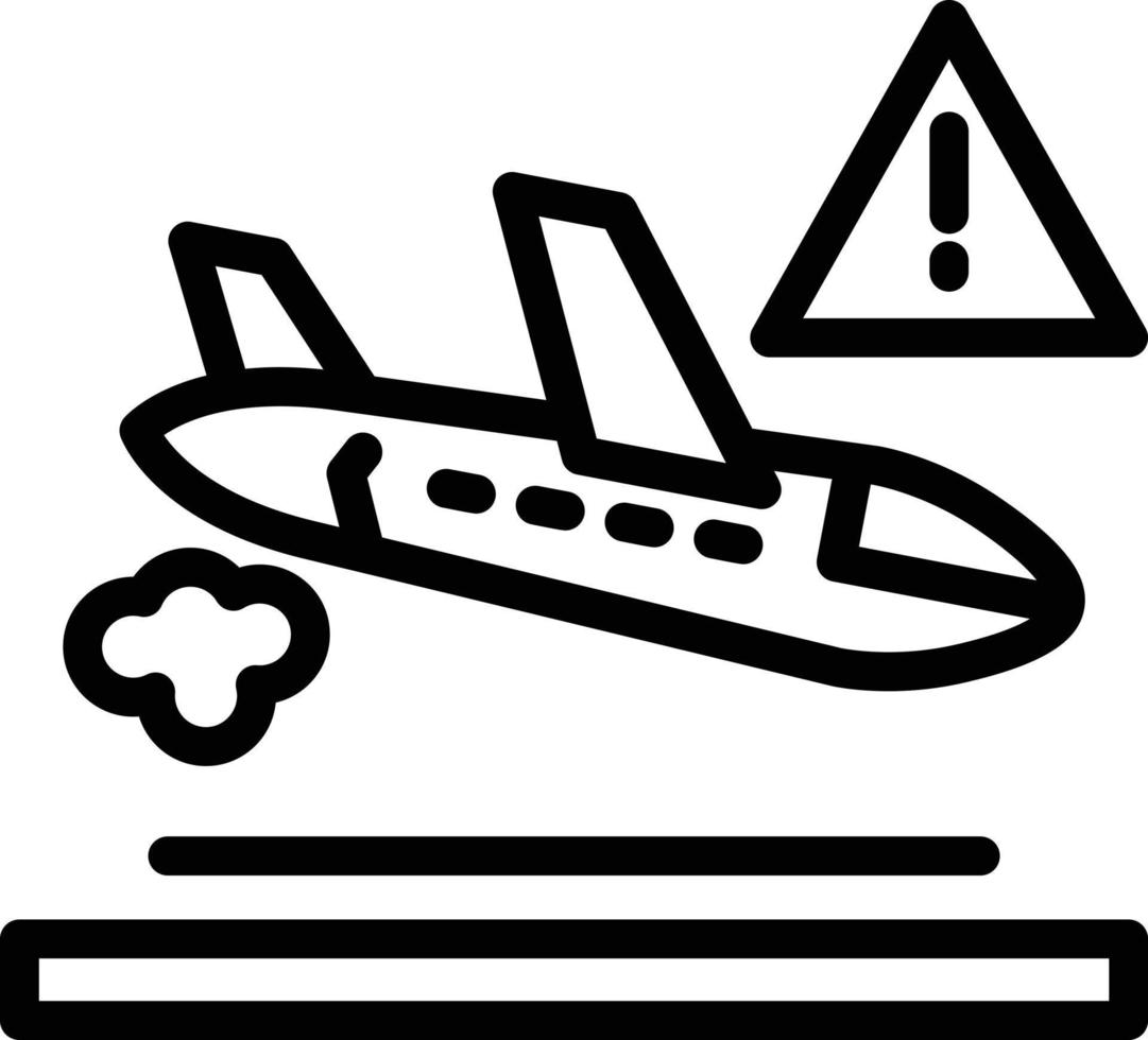 icono de línea de accidente de avión vector