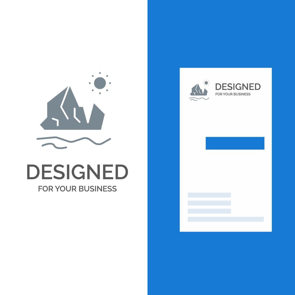 Ecology Environment Ice Iceberg Melting Grey Logo Design and Business Card Template vector