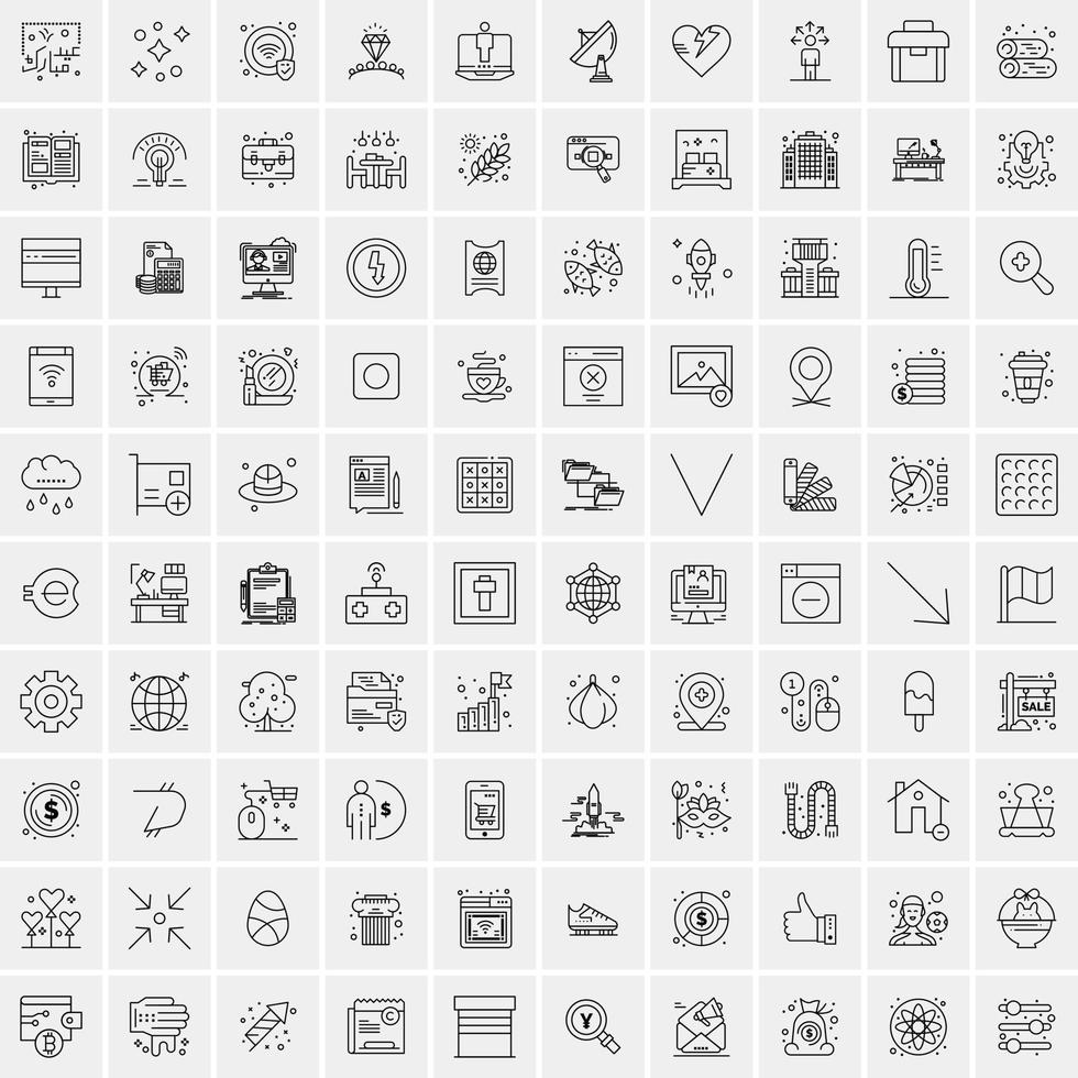 Set of 100 Creative Business Line Icons vector