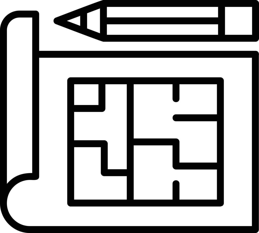 Building Plan Line Icon vector