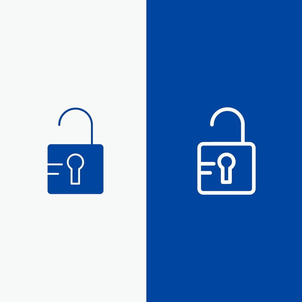 Unlock Study School Line and Glyph Solid icon Blue banner Line and Glyph Solid icon Blue banner vector