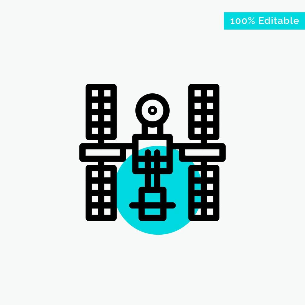 Complex Orbital Platform Satellite Space turquoise highlight circle point Vector icon