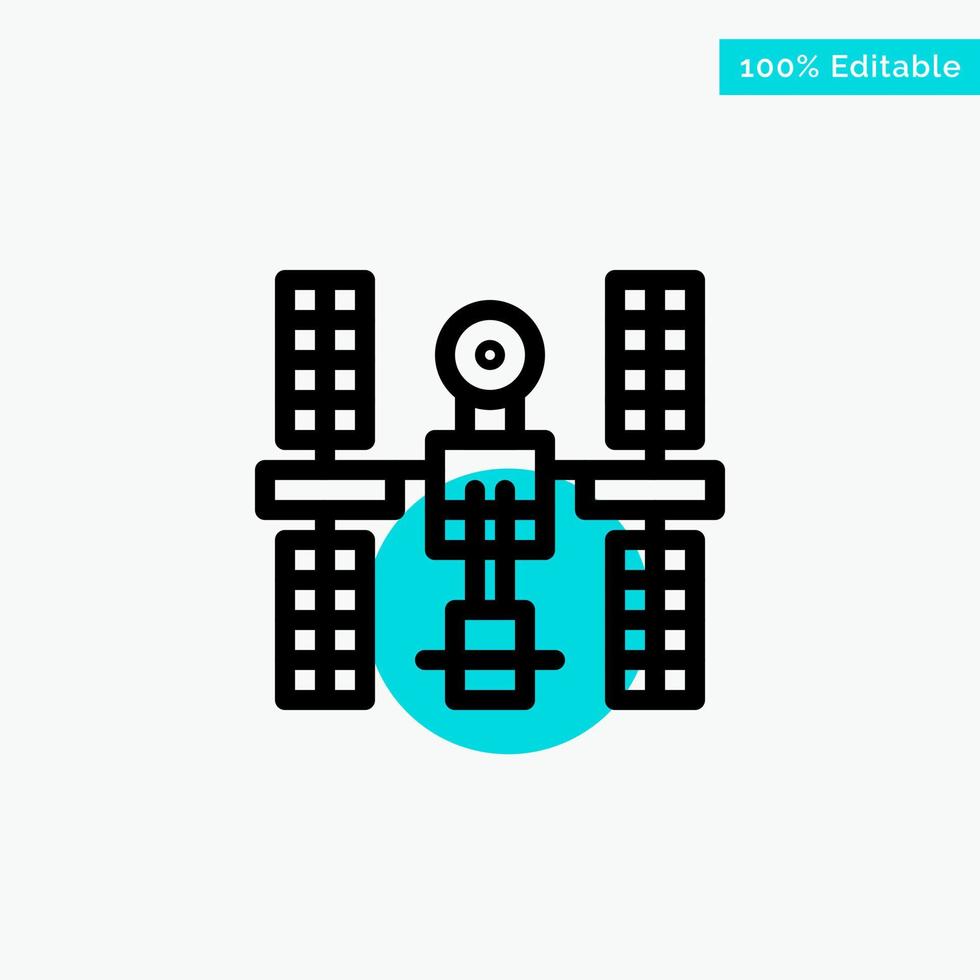 plataforma orbital compleja satélite espacio turquesa resaltar círculo punto vector icono