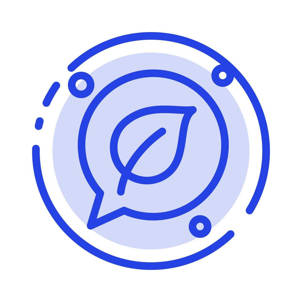 Chat Green Leaf Save Blue Dotted Line Line Icon vector