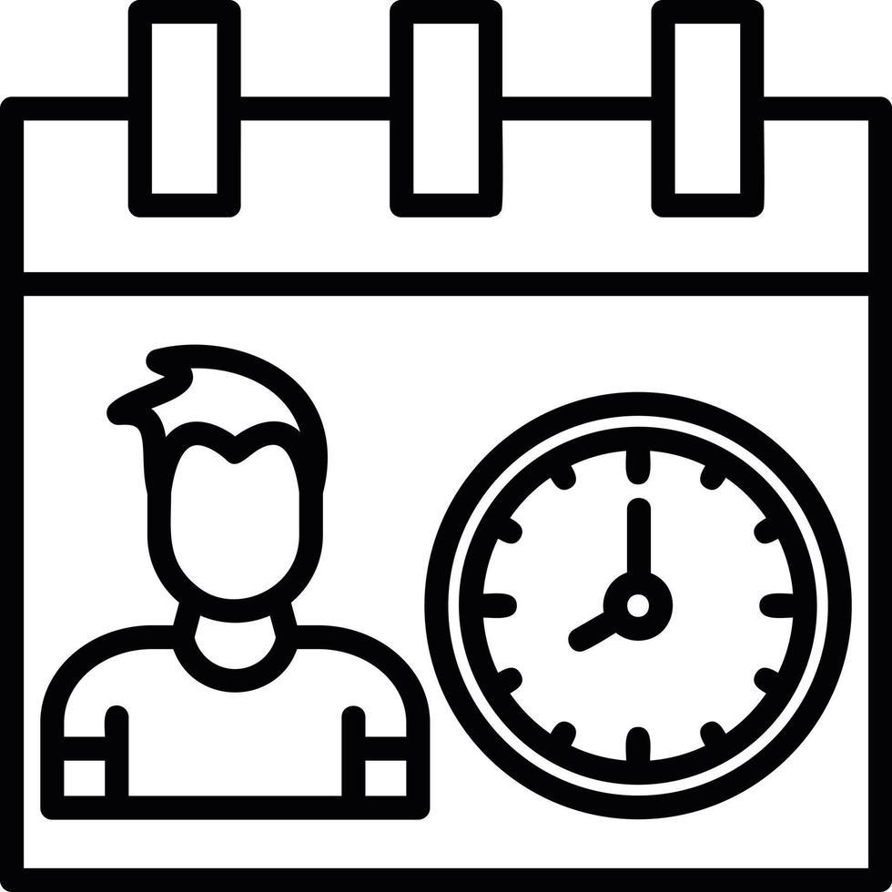 icono de línea de horas de trabajo vector