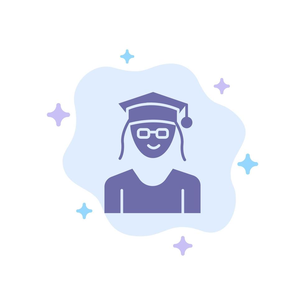 Cap Education Graduation Woman Blue Icon on Abstract Cloud Background vector