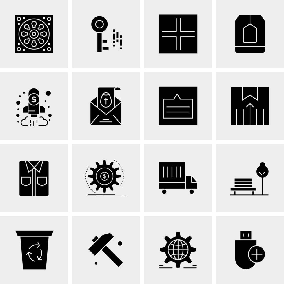 16 iconos de negocios universales vector ilustración de icono creativo para usar en proyectos relacionados con la web y dispositivos móviles