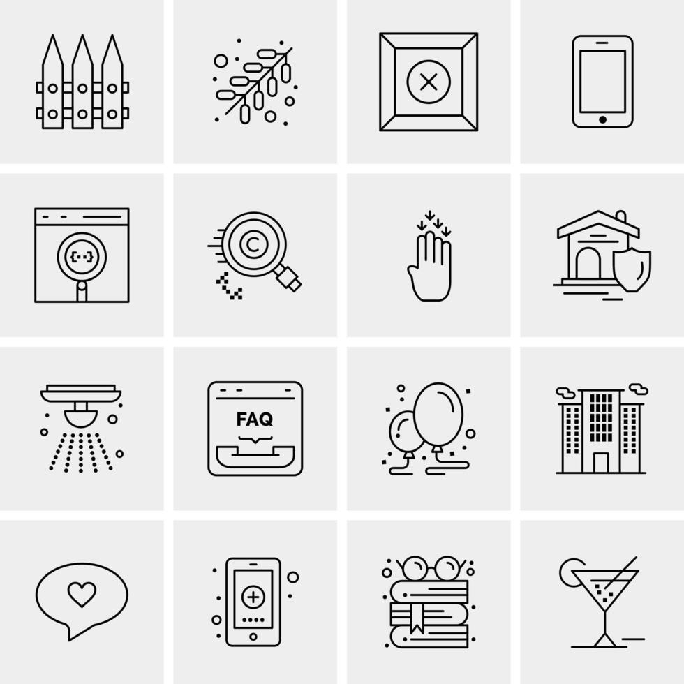 16 iconos de negocios universales vector ilustración de icono creativo para usar en proyectos relacionados con la web y dispositivos móviles