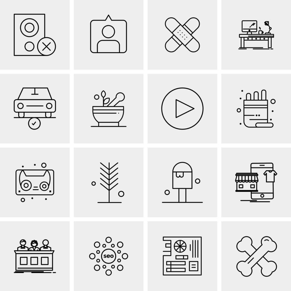 16 iconos de negocios universales vector ilustración de icono creativo para usar en proyectos relacionados con la web y dispositivos móviles