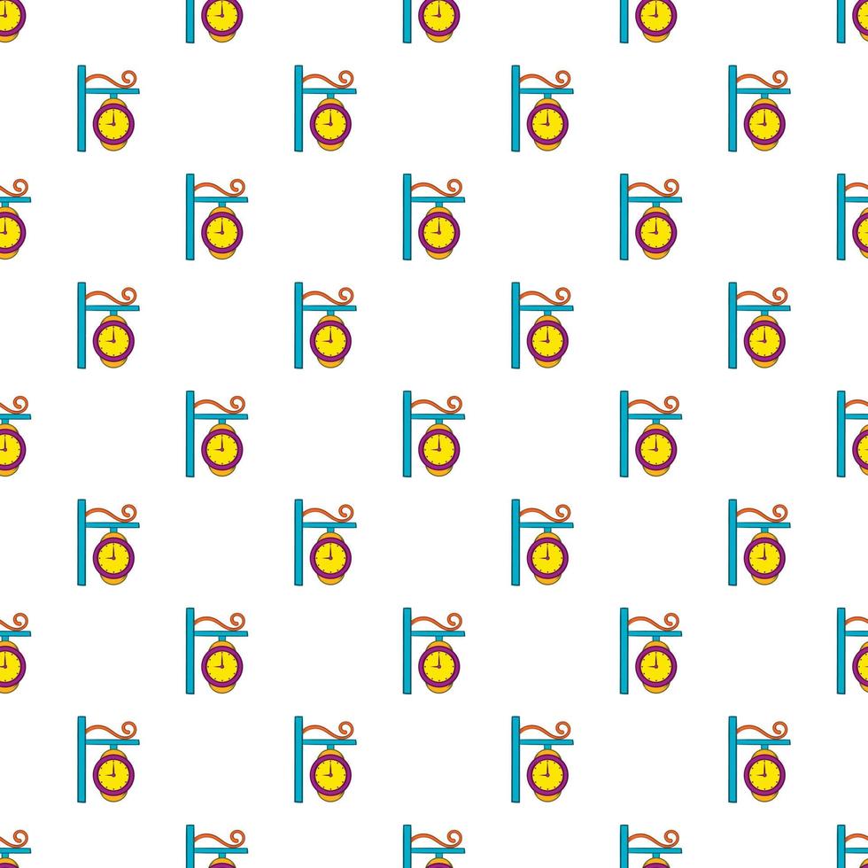 Street clock pattern, cartoon style vector