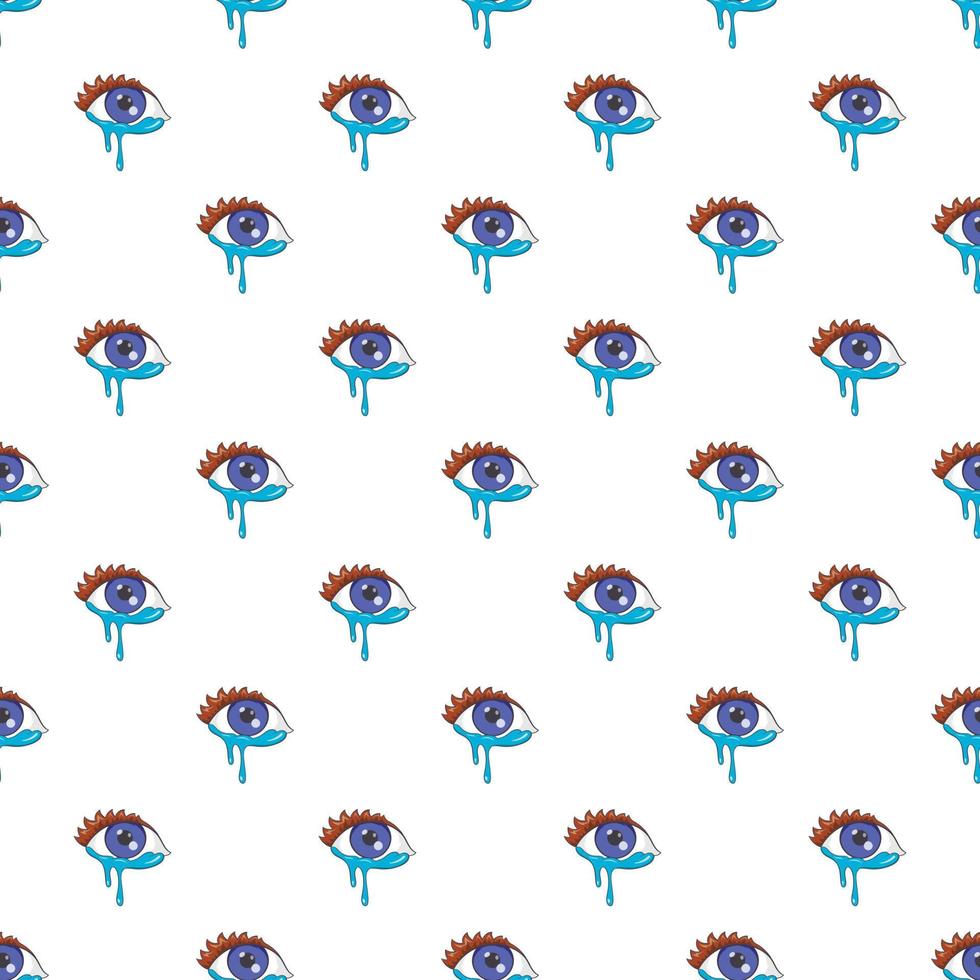 Crying eyes pattern, cartoon style vector