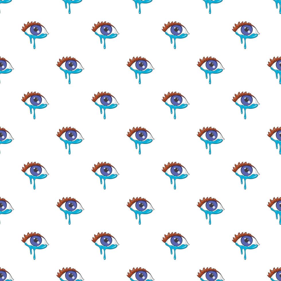 Crying eyes pattern, cartoon style vector