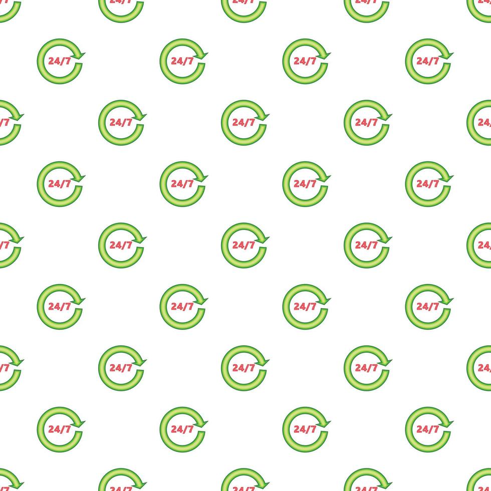 24 hours customer support pattern, cartoon style vector