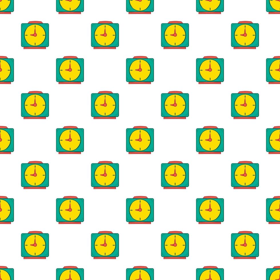 Square wall clock pattern, cartoon style vector