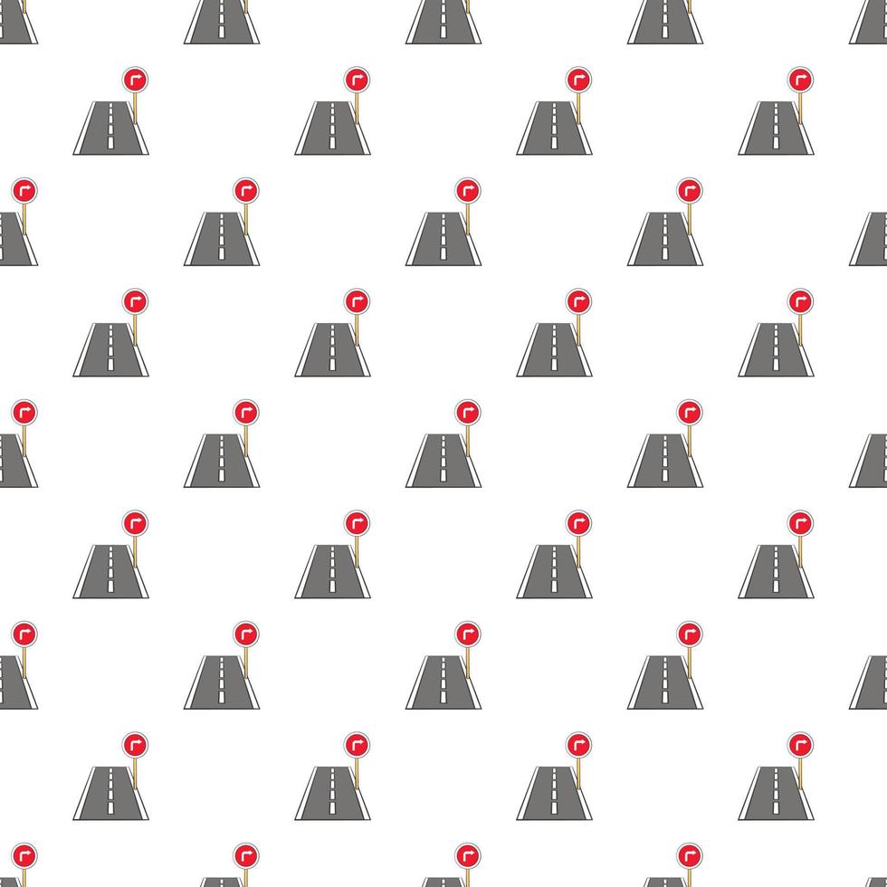 Road sign right turn pattern, cartoon style vector