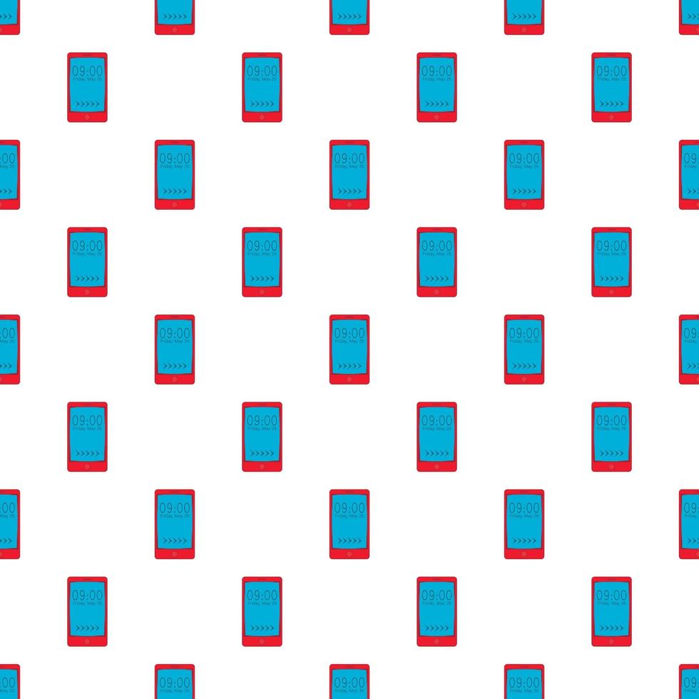 Watch on mobile phone pattern, cartoon style vector