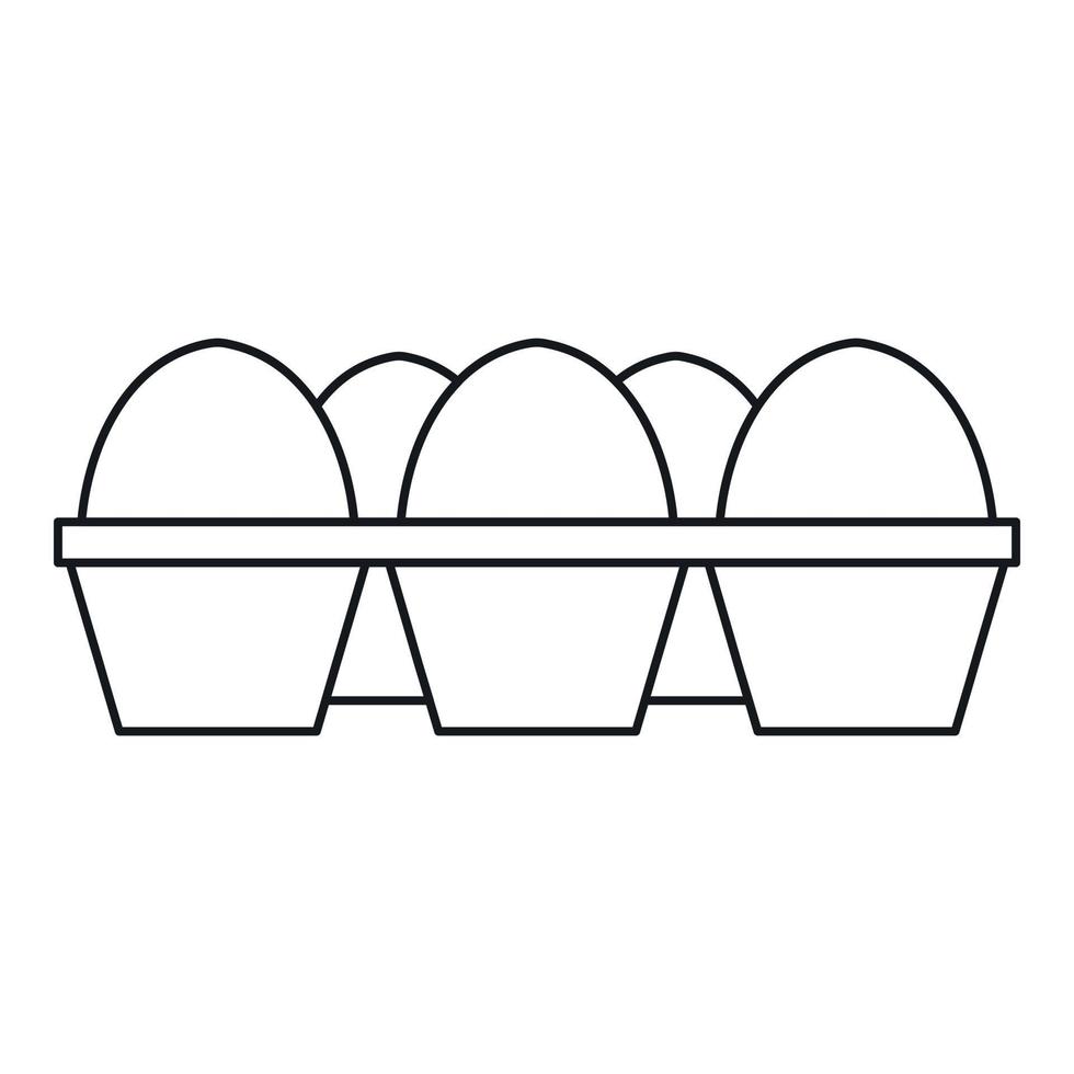 huevos en icono de paquete de cartón, estilo de esquema vector