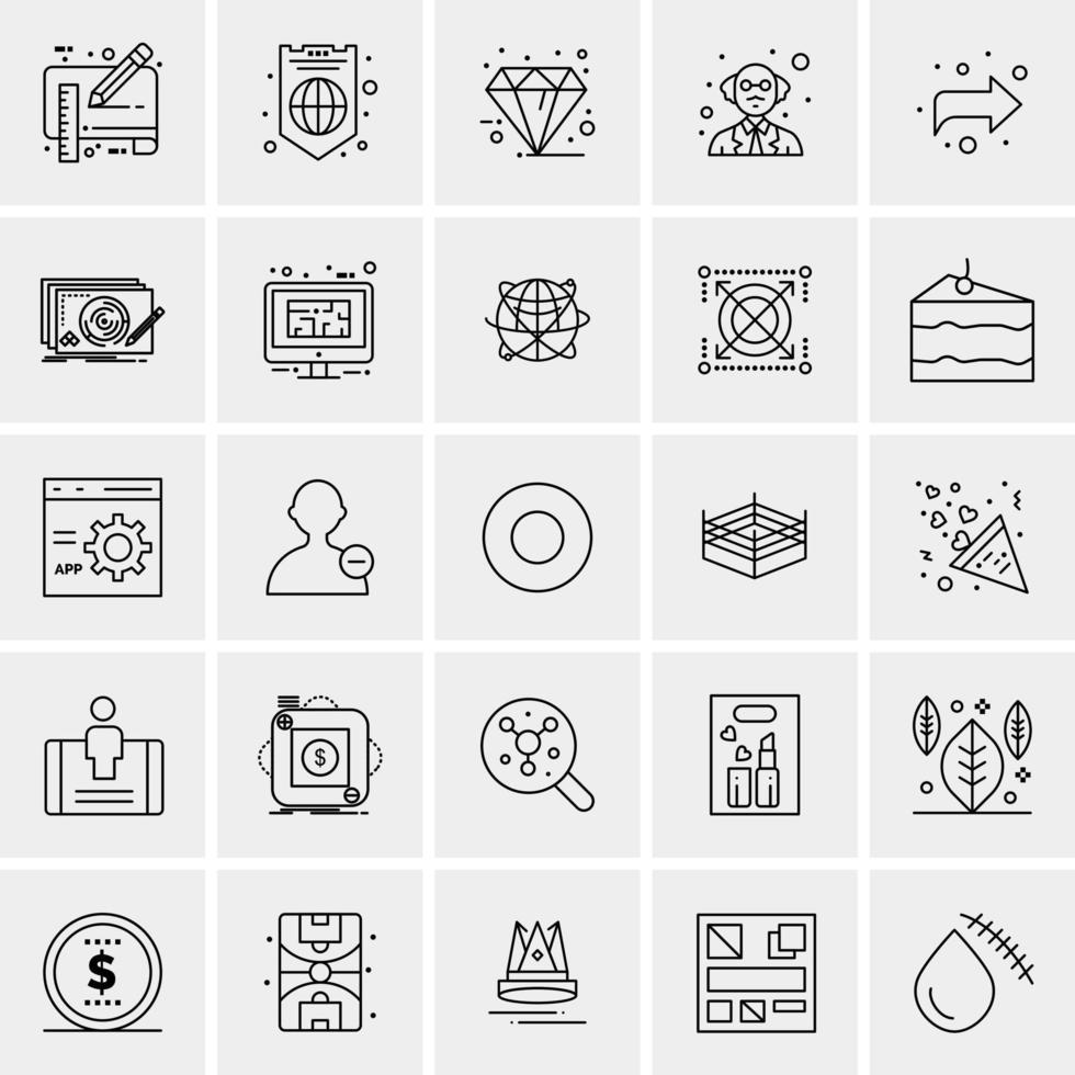 25 iconos de negocios universales vector ilustración de icono creativo para usar en proyectos relacionados con la web y dispositivos móviles