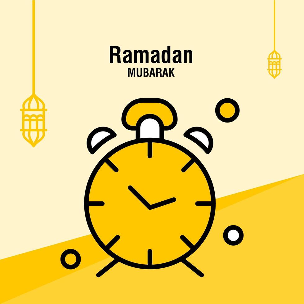 plantilla de saludo ramadan kareem media luna islámica y linterna árabe ilustración vectorial vector