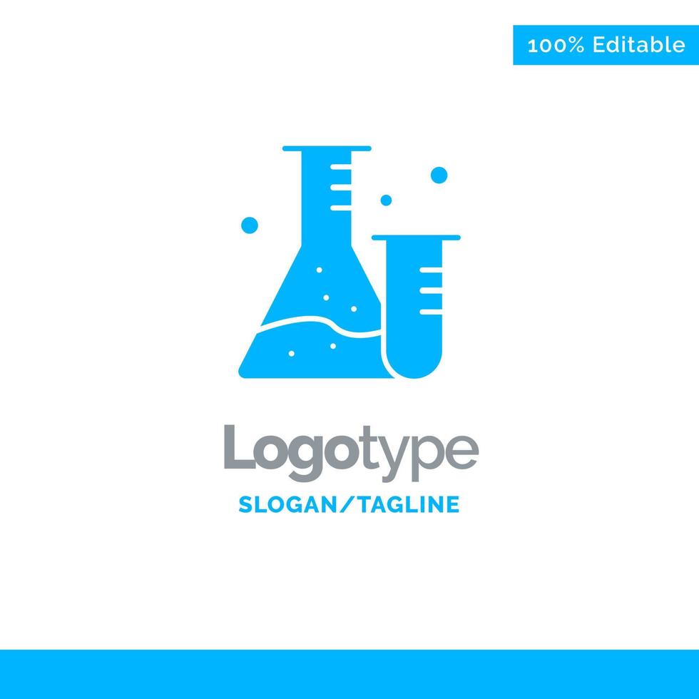 Flask Tube Lab Science Blue Solid Logo Template Place for Tagline vector