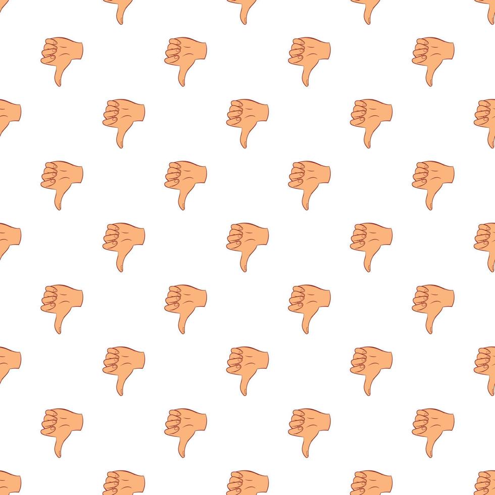 Gesture thumbs down pattern, cartoon style vector