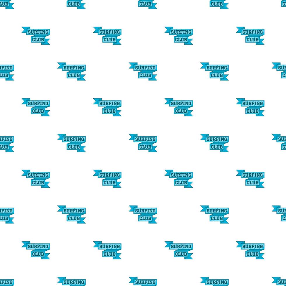 Surfing club blue ribbon pattern, cartoon style vector