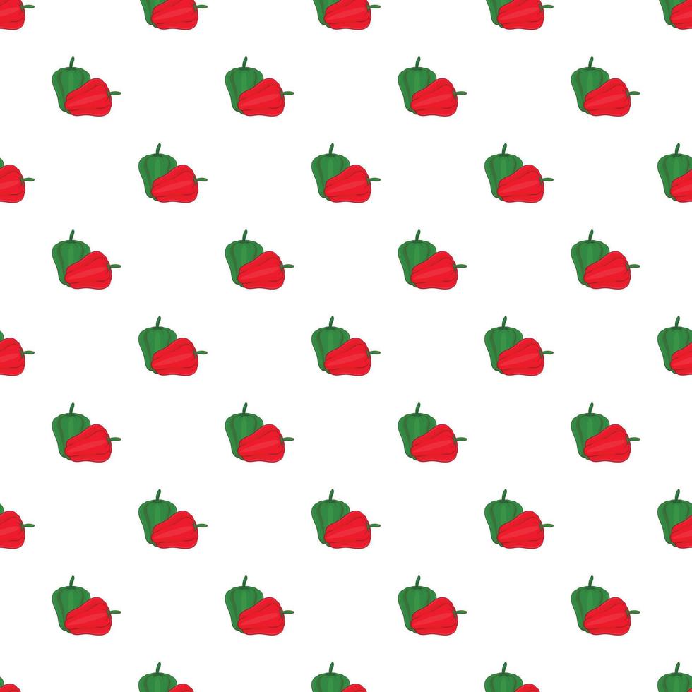 Red and green sweet pepper pattern, cartoon style vector