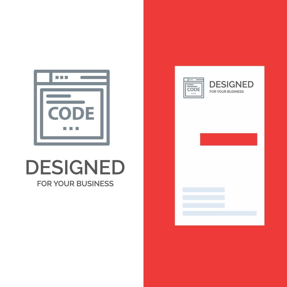 navegador código de Internet codificación diseño de logotipo gris y plantilla de tarjeta de visita vector