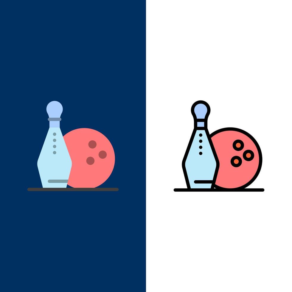 Activity Bowling Bowls Keg ling  Icons Flat and Line Filled Icon Set Vector Blue Background