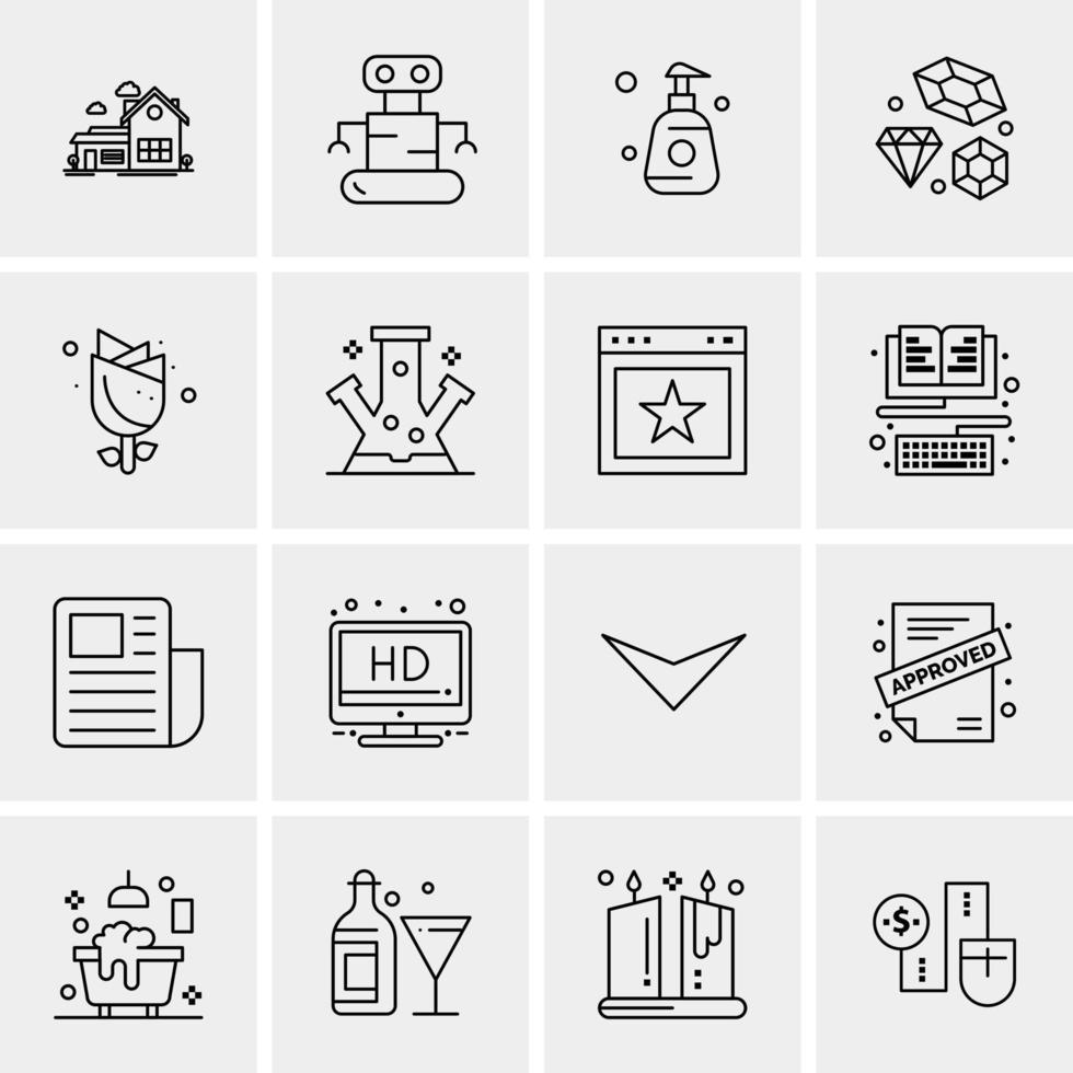 16 iconos de negocios universales vector ilustración de icono creativo para usar en proyectos relacionados con la web y dispositivos móviles