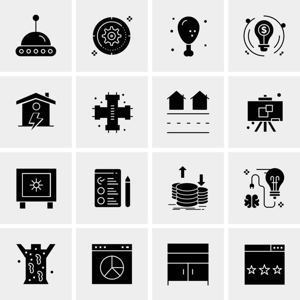 16 iconos de negocios universales vector ilustración de icono creativo para usar en proyectos relacionados con la web y dispositivos móviles