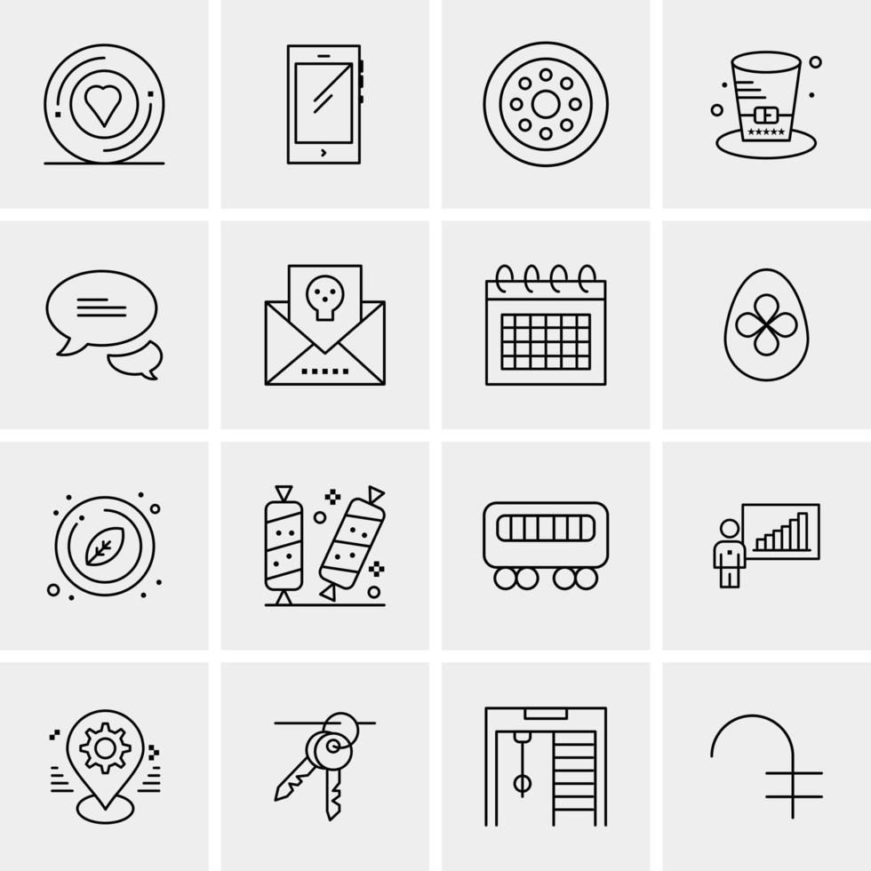 16 iconos de negocios universales vector ilustración de icono creativo para usar en proyectos relacionados con la web y dispositivos móviles