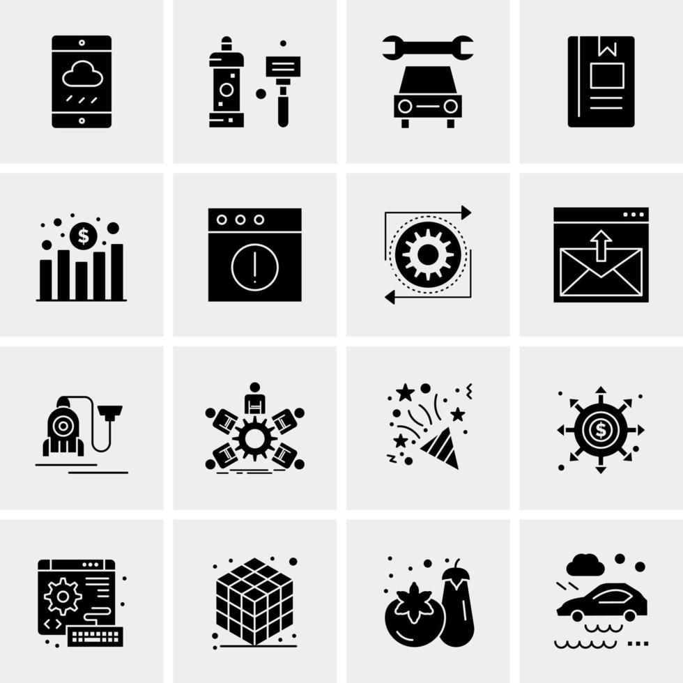 16 iconos de negocios universales vector ilustración de icono creativo para usar en proyectos relacionados con la web y dispositivos móviles