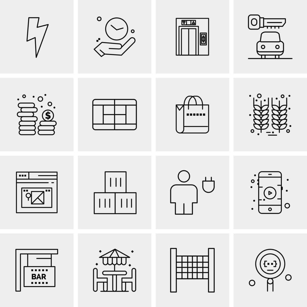 16 iconos de negocios universales vector ilustración de icono creativo para usar en proyectos relacionados con la web y dispositivos móviles