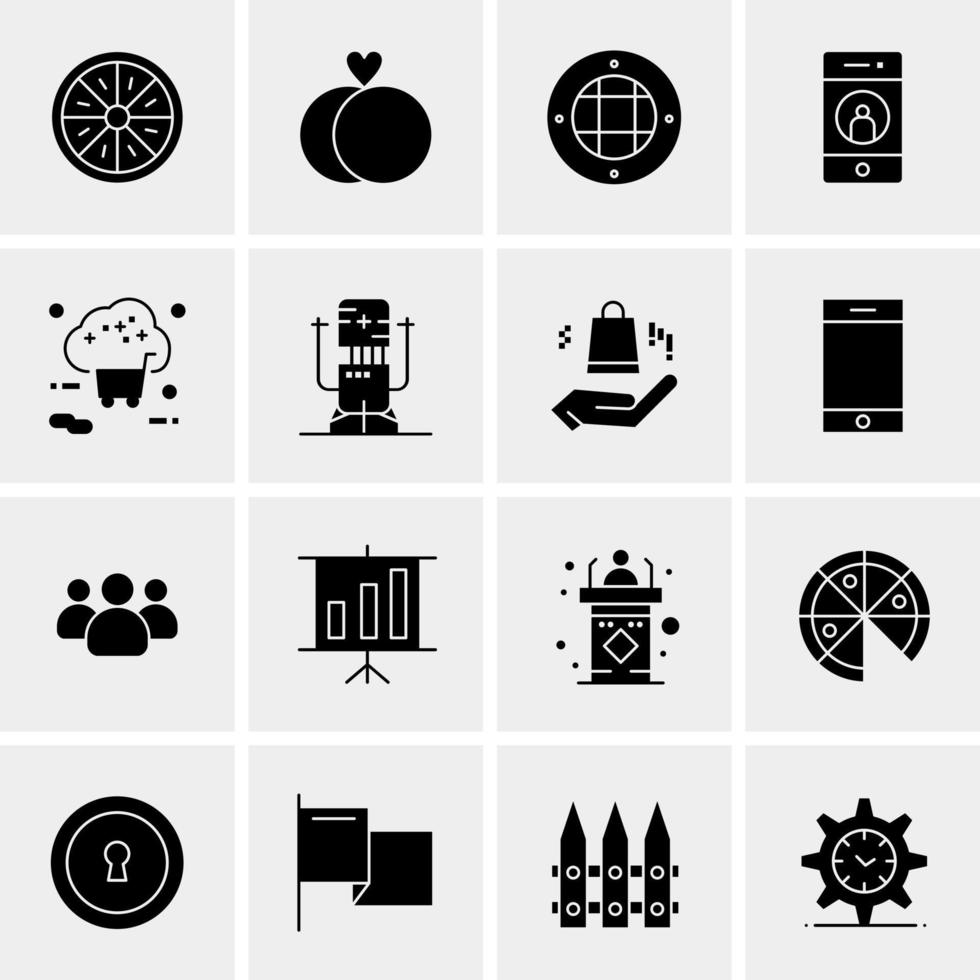 16 iconos de negocios universales vector ilustración de icono creativo para usar en proyectos relacionados con la web y dispositivos móviles