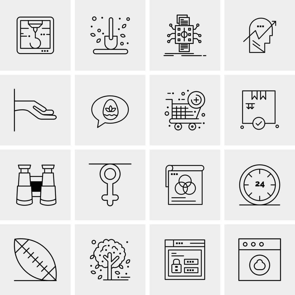 16 iconos de negocios universales vector ilustración de icono creativo para usar en proyectos relacionados con la web y dispositivos móviles